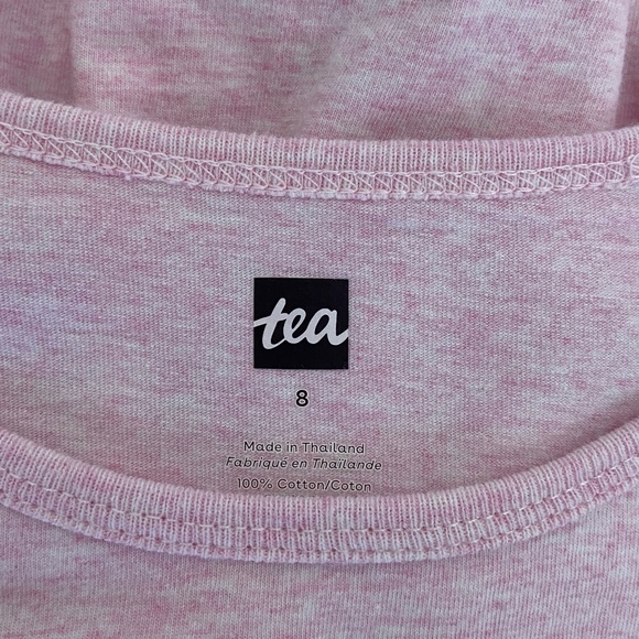 ❌SOLD❌ Tea | Girls Light Pink Heather Chevron/ Bird Cotton Dress | Size: 8Y - Picture 5 of 7